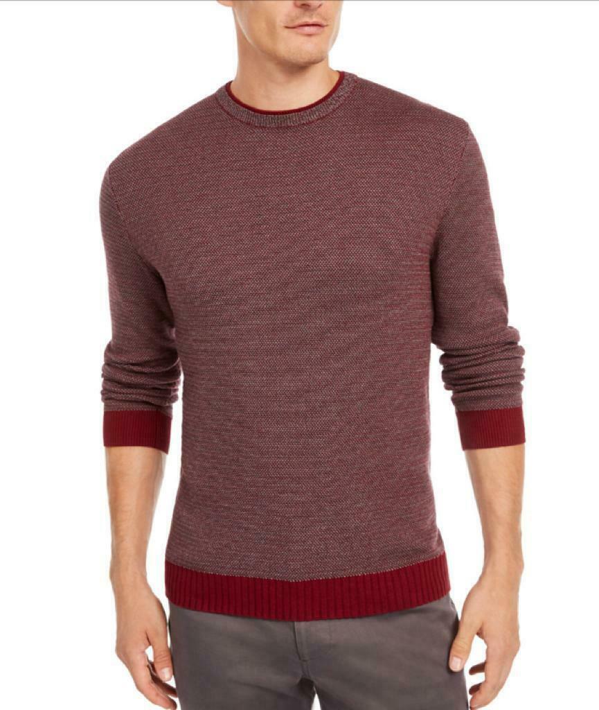 Tasso Elba Men's Supima Cotton Crewneck Sweater Wine Size 2 Extra Large