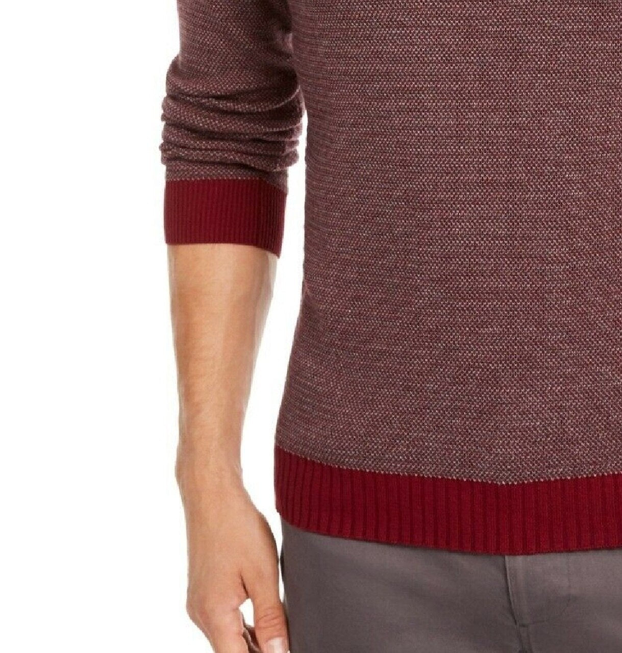 Tasso Elba Men's Supima Cotton Crewneck Sweater Wine Size 2 Extra Large