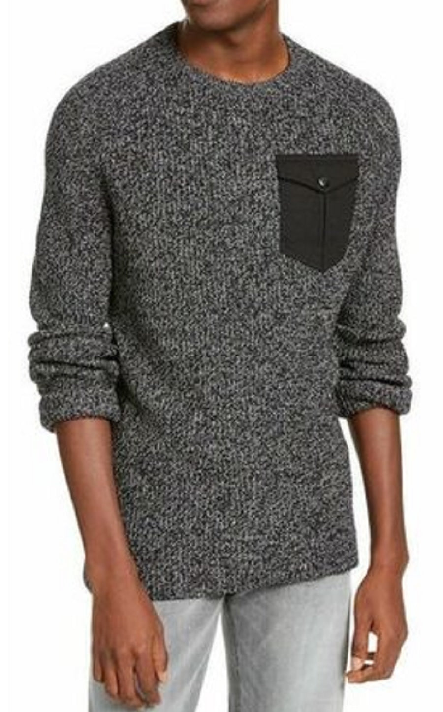 American Rag Men's Crewneck Pocket Sweater Black