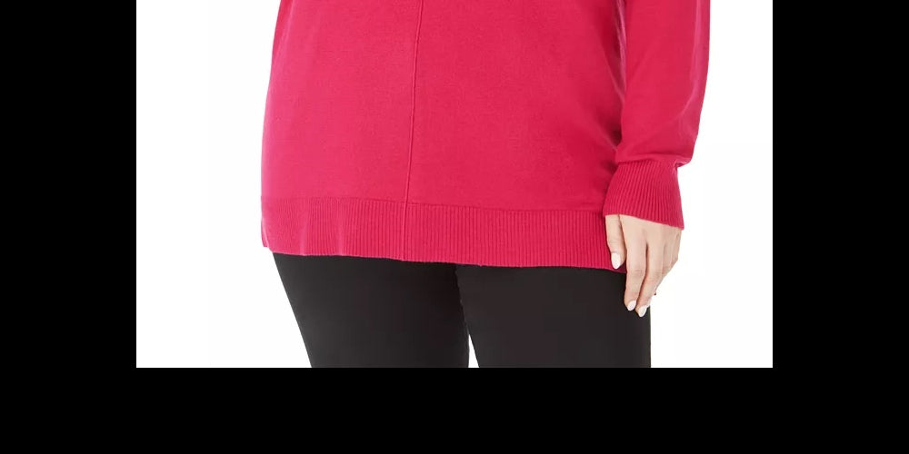 Karen Scott Women's Plus Size V-Neck Sweater Dark Pink Size 1X