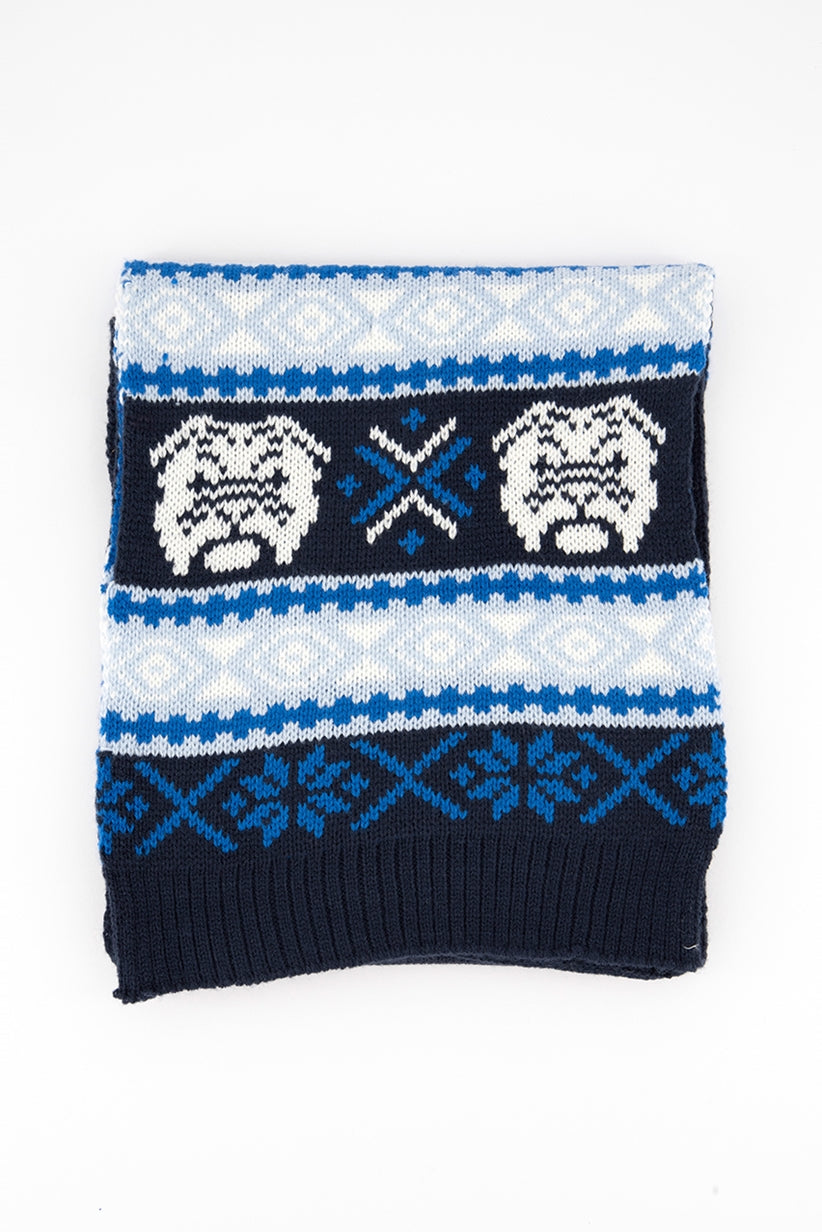 Club Room Men's Bulldog Hat & Scarf Set Blue Size Regular