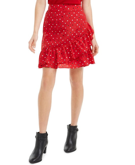 Maison Jules Women's Ruffled Pull-On Skirt Red Size X-Small