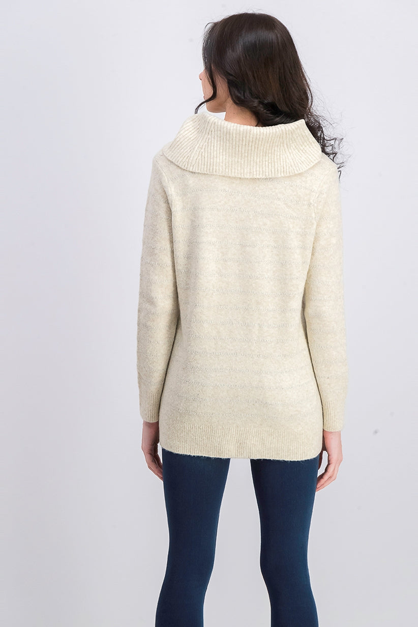 Style & Co Women's Lurex Cowl-Neck Sweater Light Beige