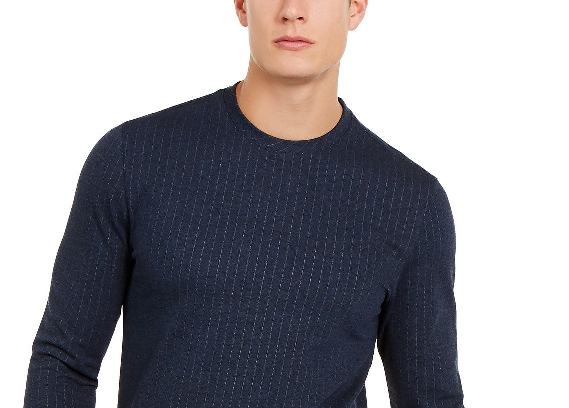 Alfani Men's Classic-Fit Stretch Stripe Knit Sweatshirt Navy