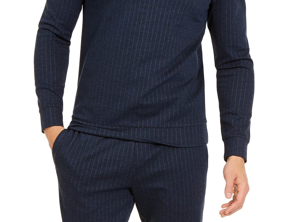 Alfani Men's Classic-Fit Stretch Stripe Knit Sweatshirt Navy