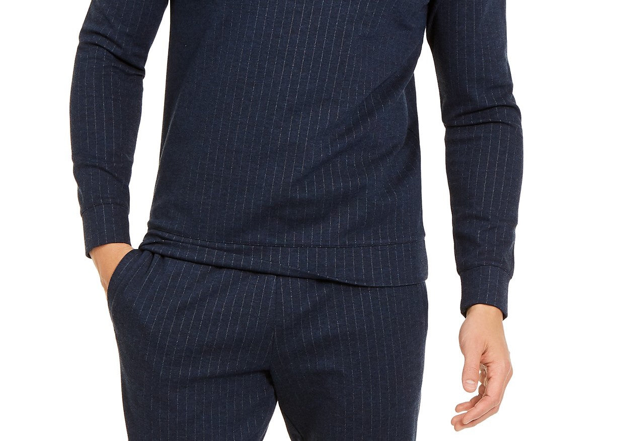 Alfani Men's Classic-Fit Stretch Stripe Knit Sweatshirt Navy