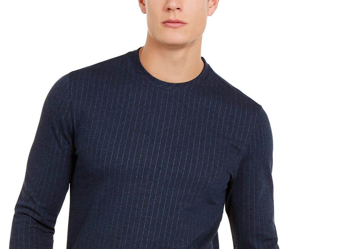 Alfani Men's Classic-Fit Stretch Stripe Knit Sweatshirt Navy