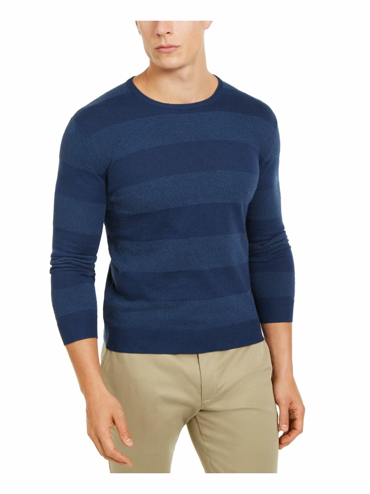 Tasso Elba Men's Rugby Boucle Sweater Blue Size  Medium