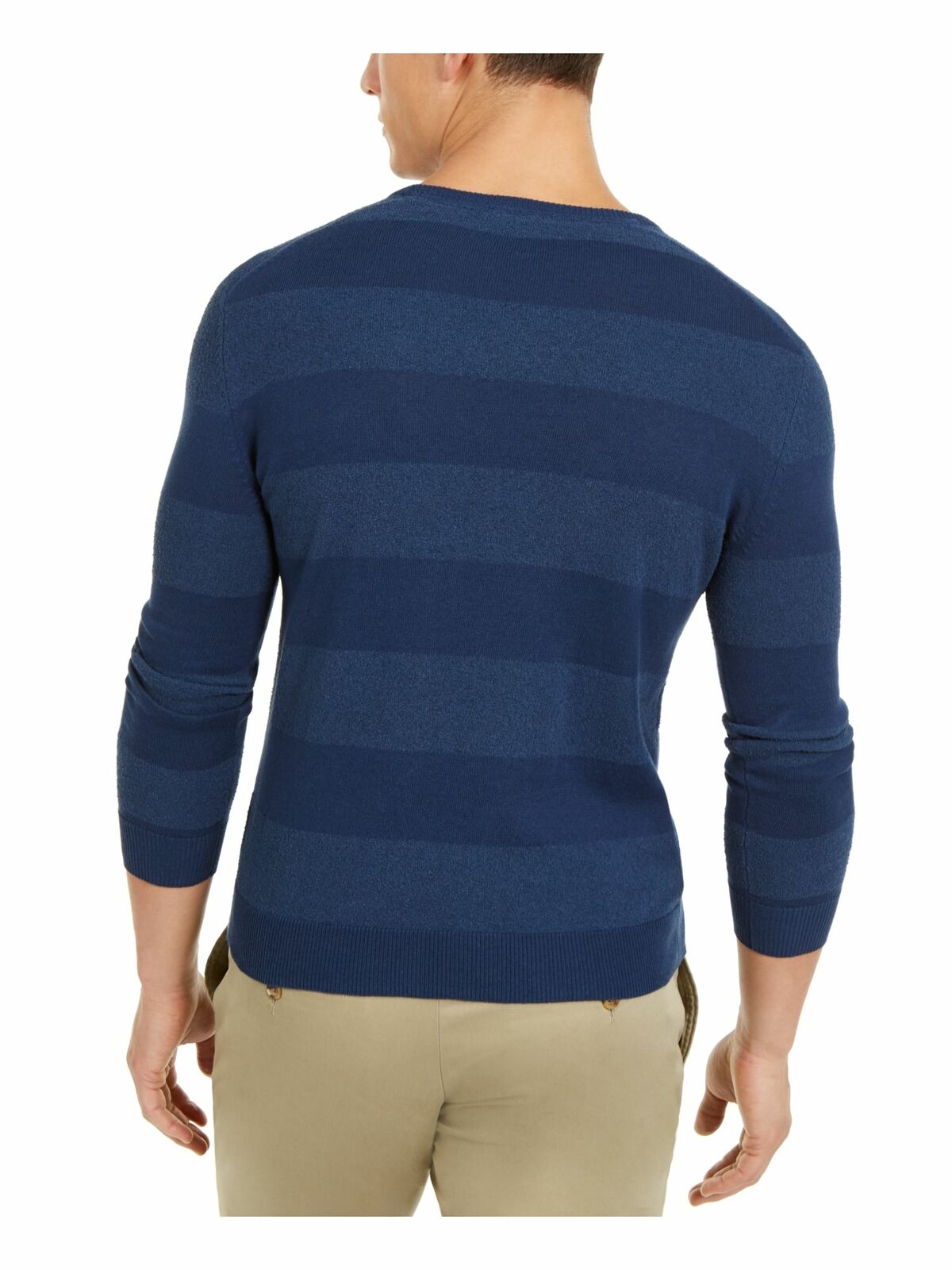 Tasso Elba Men's Rugby Boucle Sweater Blue Size  Medium