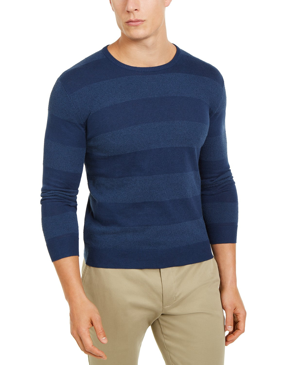 Tasso Elba Men's Rugby Boucle Sweater Blue Size Extra Large