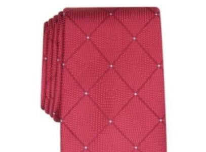 Perry Ellis Men's Burr Classic Geo Grid Tie Wine Size Regular