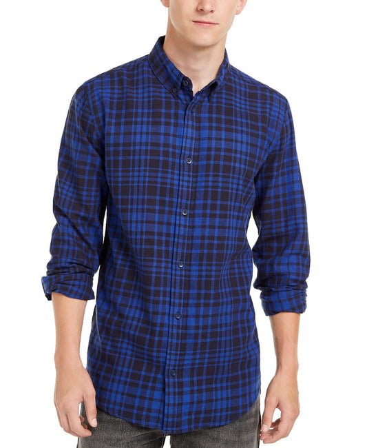 Levi' Men's Alban Plaid Flannel Shirt Blue Size Medium