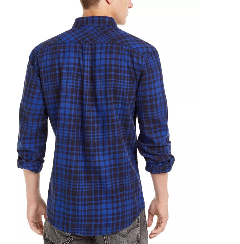 Levi' Men's Alban Plaid Flannel Shirt Blue Size Medium