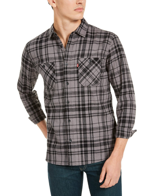 Levi's Men's Miguel Regular-Fit Plaid Flannel Shirt Black Size Small