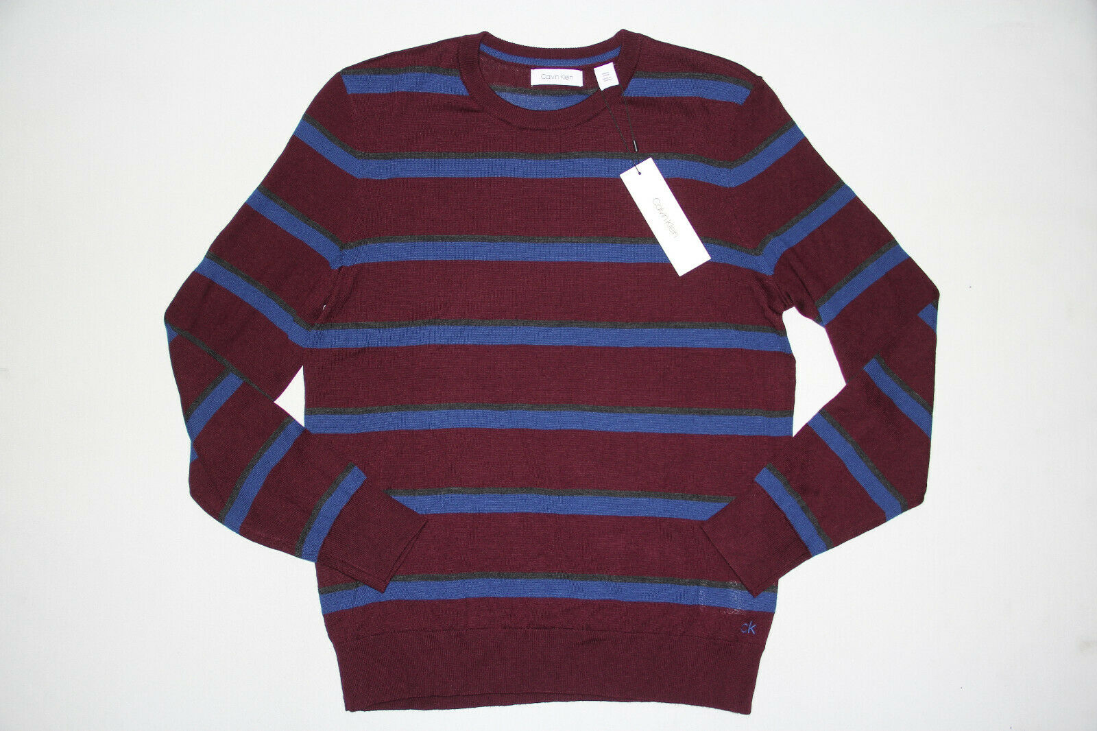 Calvin Klein Men's Bi-Color Striped Sweater Wine Size 2 Extra Large