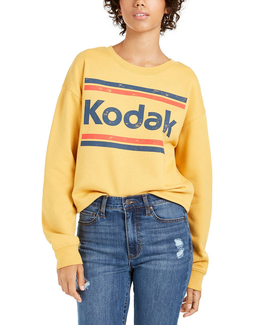 Love Tribe Juniors' Kodak Cropped Graphic Sweatshirt Yellow Size Extra Small