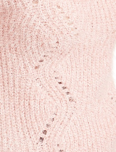 Freshman Juniors' Pointelle Chenille Sweater Pink Size X-Small