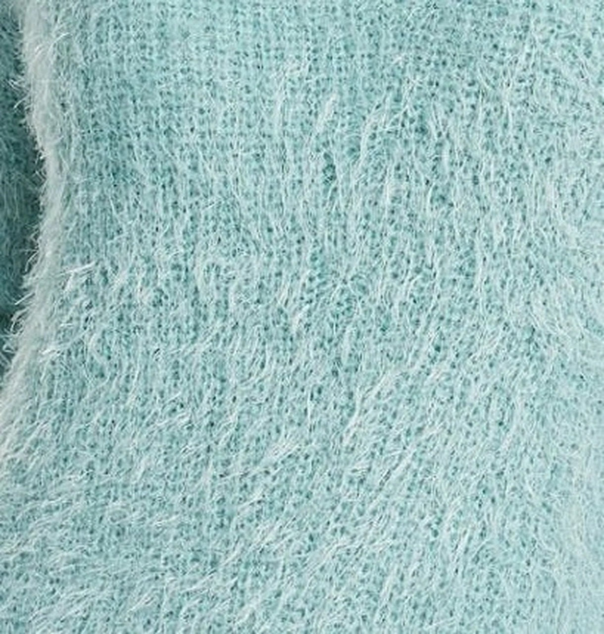 Freshman Juniors' Fuzzy V-Neck Sweater Aqua Size Medium