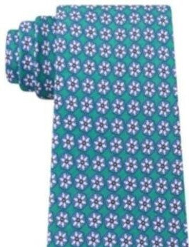 Tommy Hilfiger Men's Classic Snowflake Neat Silk Twill Tie Green Size Regular