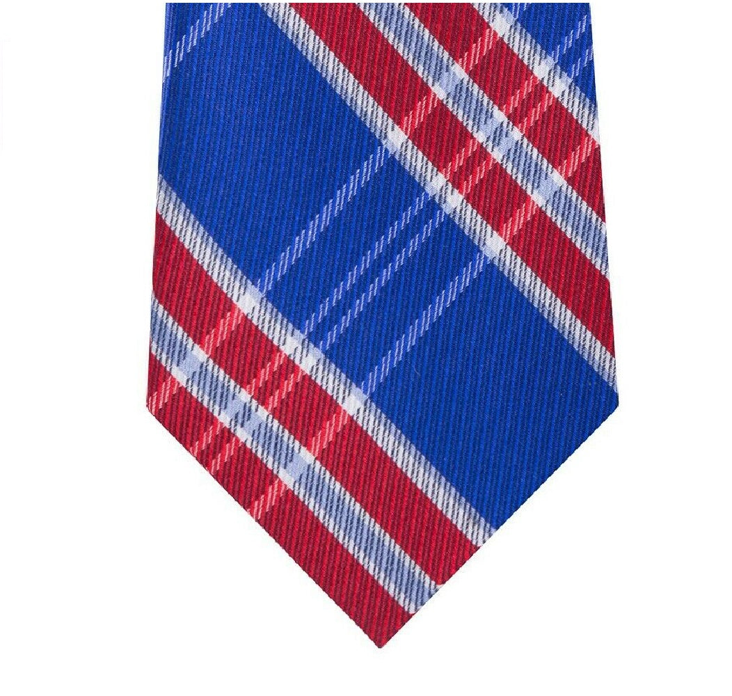 Tommy Hilfiger Men's Vincent Plaid Tie Blue-Red One Size