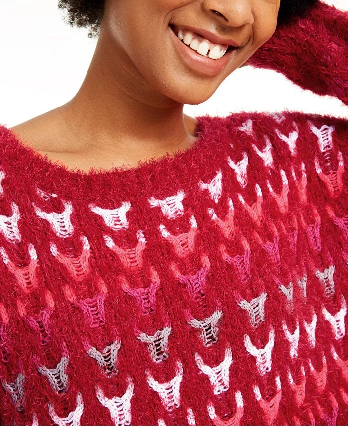 American Rag Juniors' Textured Sweater Dark Red