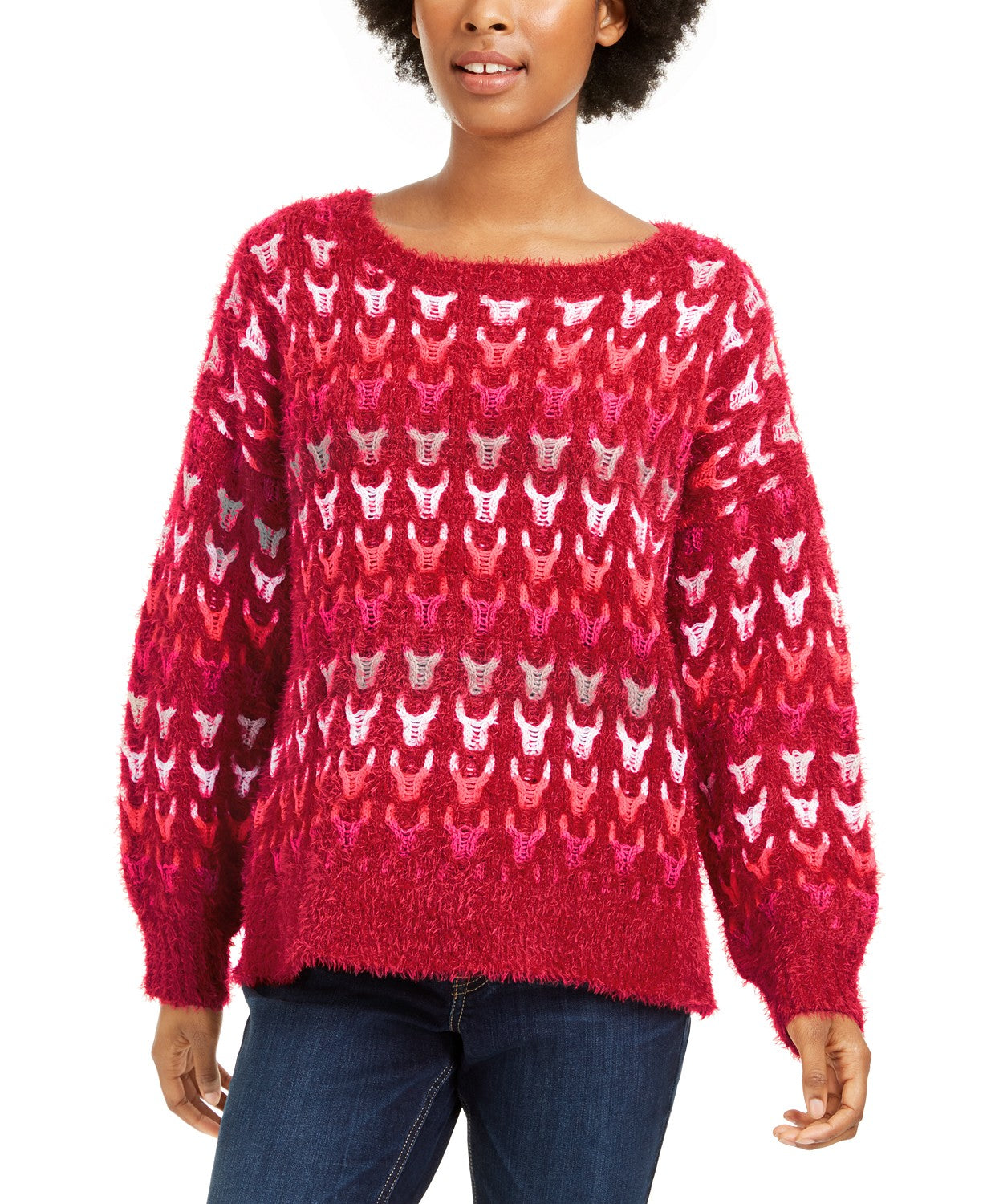 American Rag Juniors' Textured Sweater Dark Red