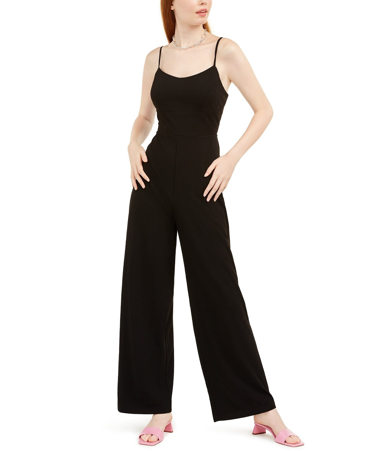 Teeze Me Women's Juniors' Lace-Back Jumpsuit Black Size 3