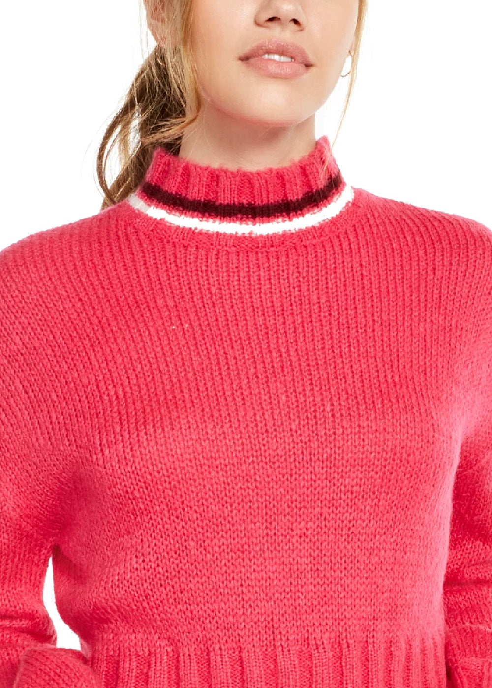 Planet Gold Junior's Turtleneck Cropped Sweater Pink Size Small