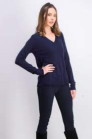 Planet Gold Women's Juniors' V-Neck Sweater Navy Size Extra Large