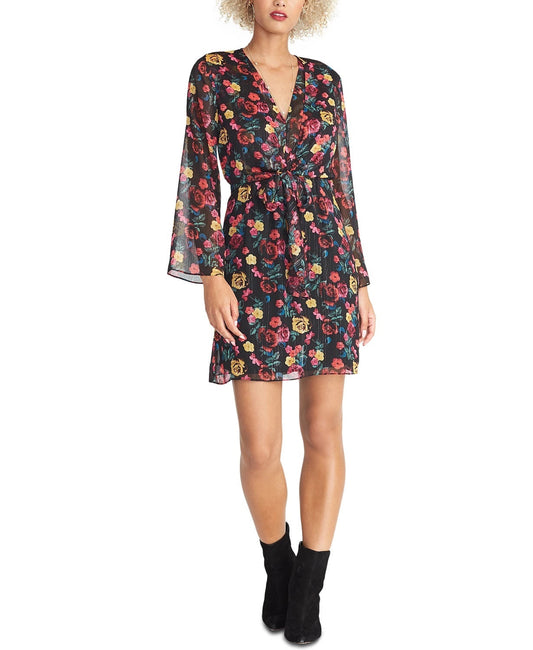 Rachel Rachel Roy Women's Tie Waist Floral Print Dress Black Size X-Small