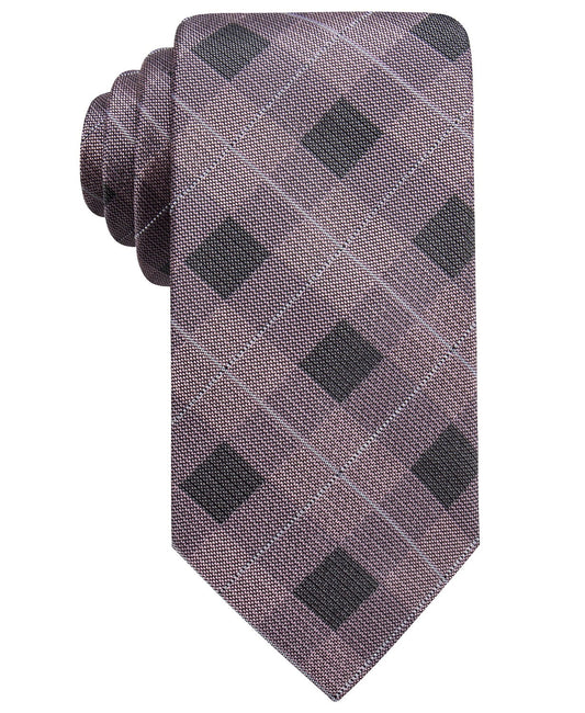 Ryan Seacrest Men's Clemson Slim Plaid Silk Tie Pink Size Regular