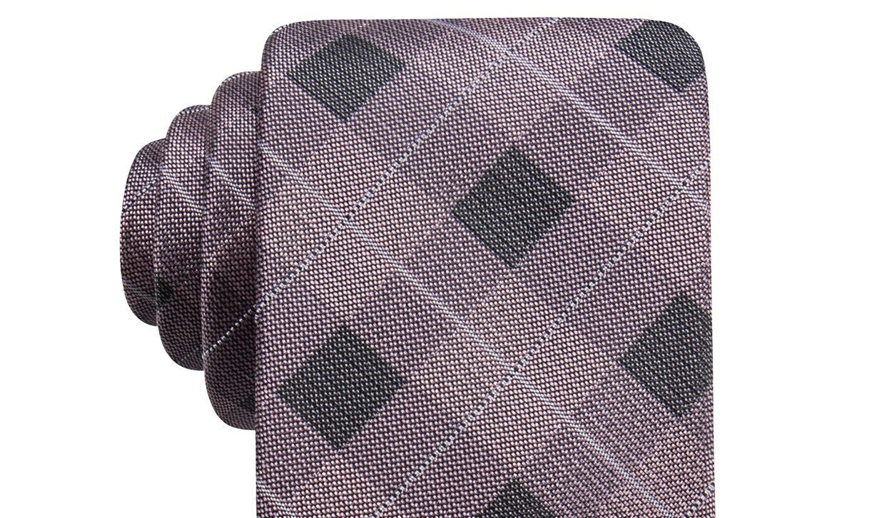 Ryan Seacrest Men's Clemson Slim Plaid Silk Tie Pink Size Regular