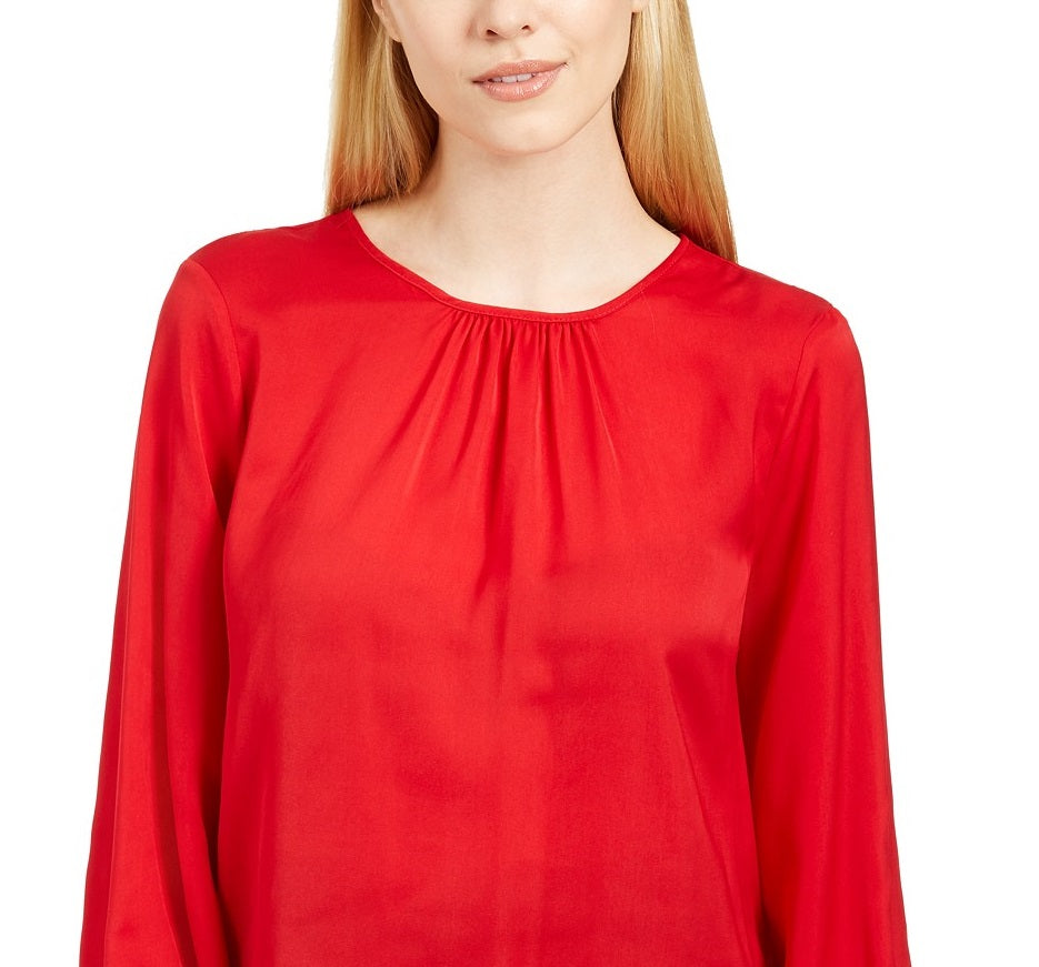 Calvin Klein Women's Woven Top Red Size Small
