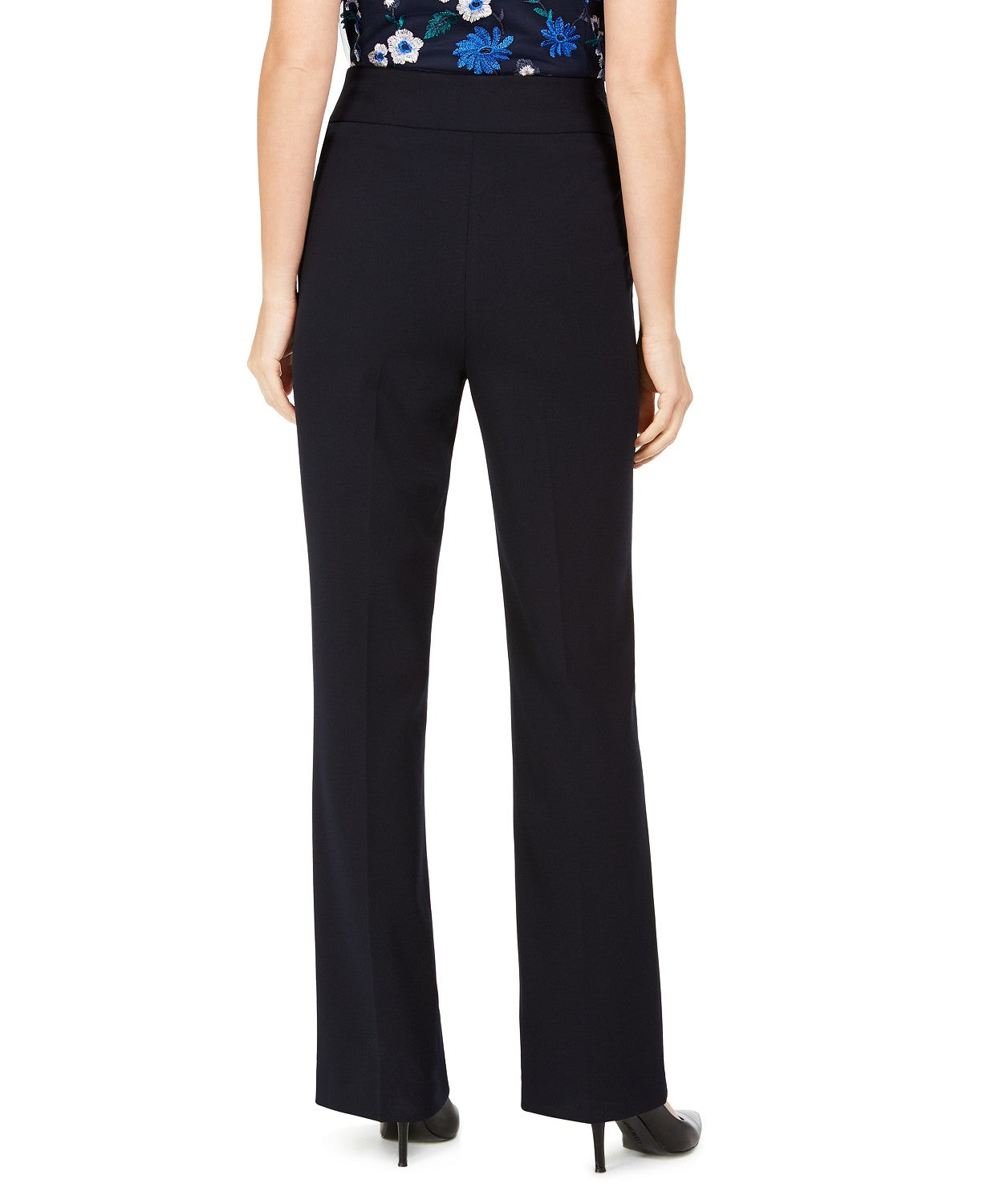 Calvin Klein Women's High-Rise Buttoned-Waist Dress Pants Navy Size 2