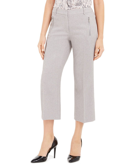 Calvin Klein Women's Zipper Pocket Cropped Twill Pants Gray Size 14