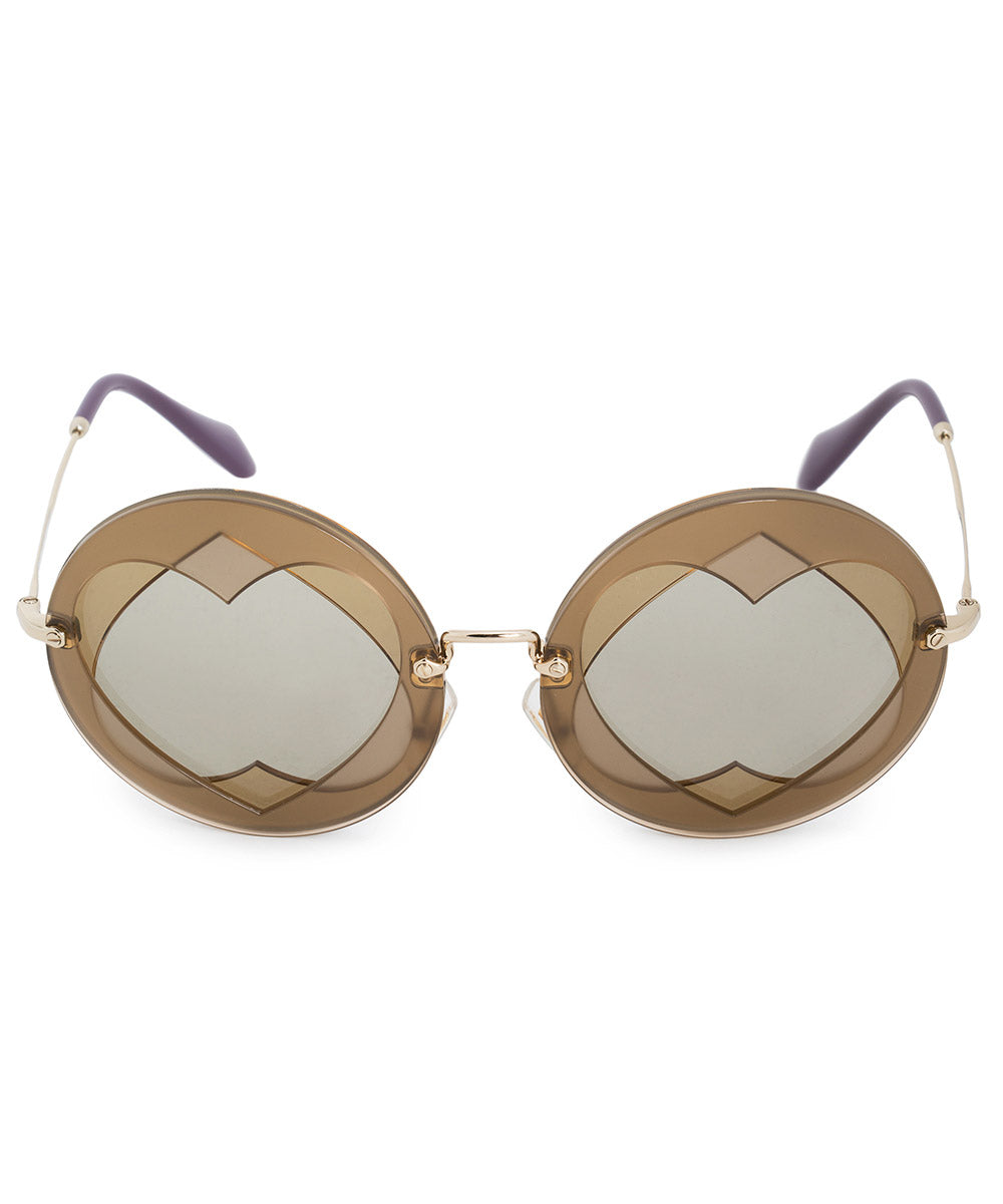 title:Miu Miu Round Sunglasses SMU01SS VA25J2 62;color:Brown