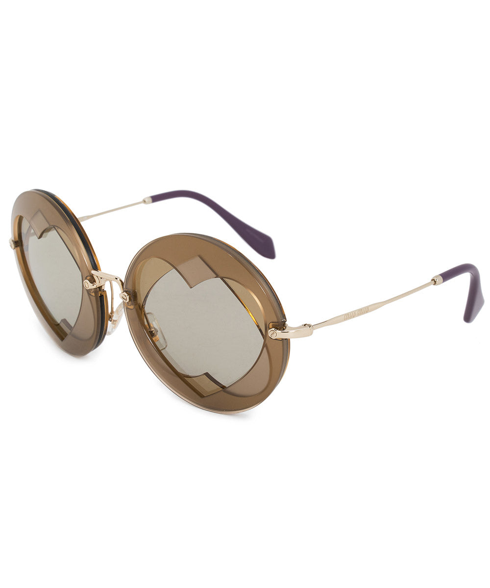 title:Miu Miu Round Sunglasses SMU01SS VA25J2 62;color:Brown