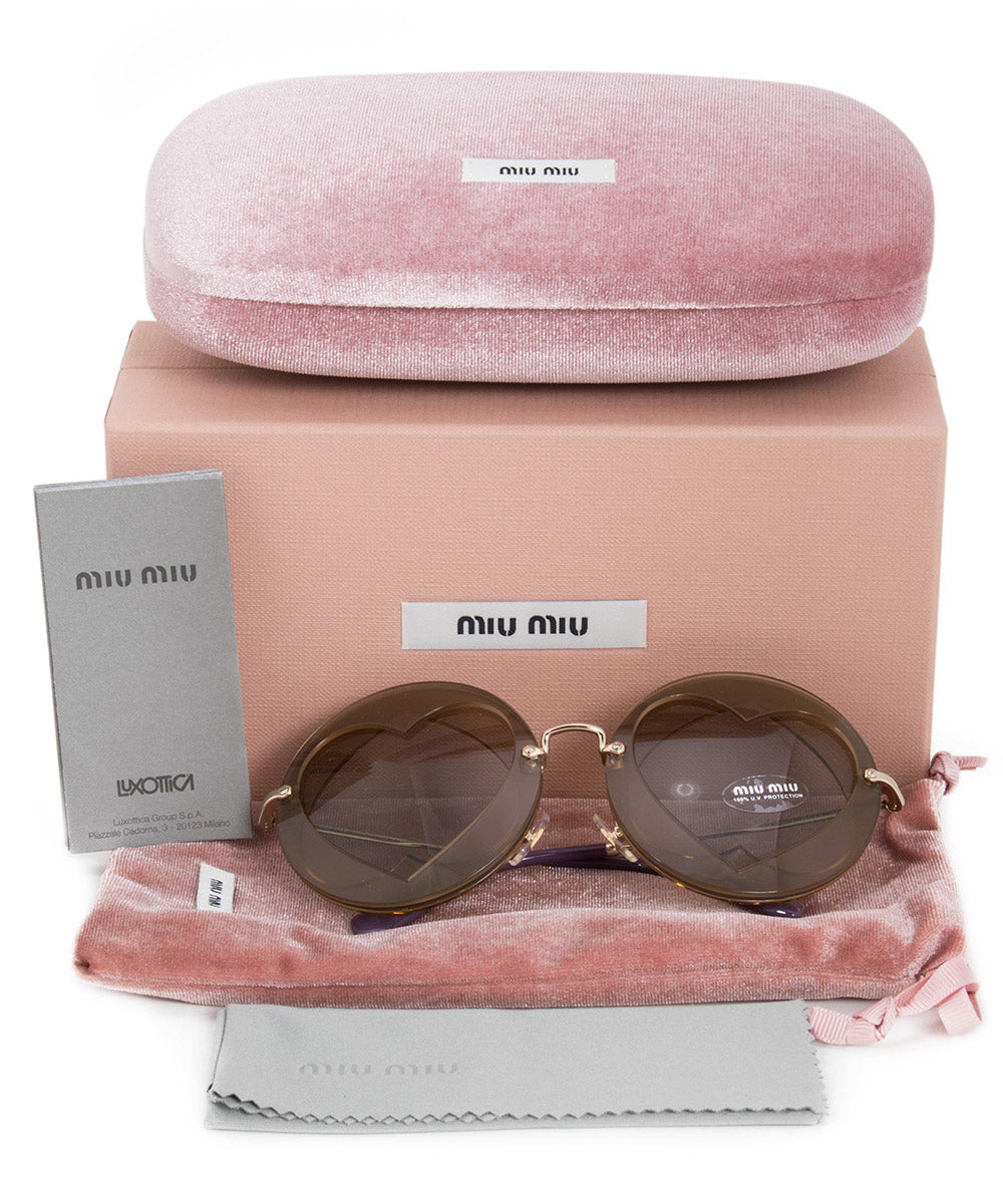 title:Miu Miu Round Sunglasses SMU01SS VA25J2 62;color:Brown