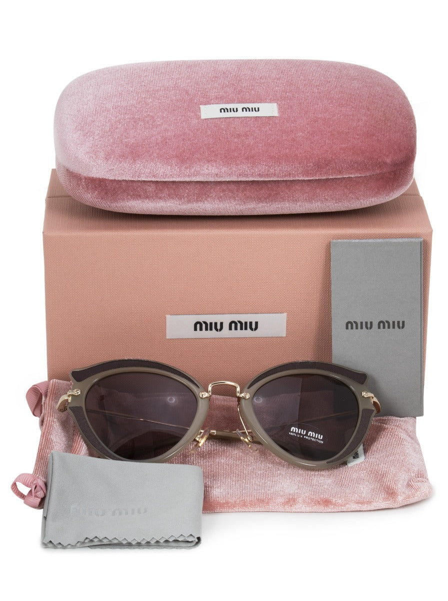 title:Miu Miu Cat Eye Sunglasses SMU05SS VHY6X1 52;color:Brown