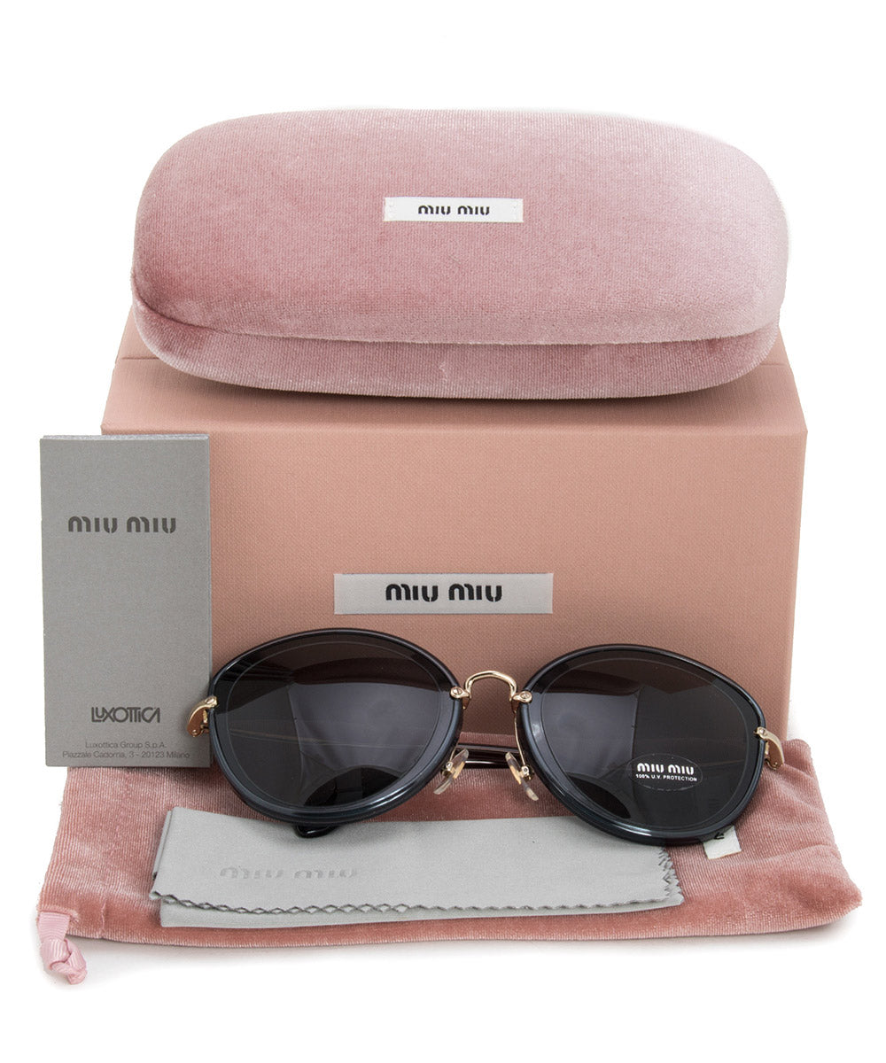 title:Miu Miu Round Sunglasses SMU50RS 1AB9K1 54;color:Blue