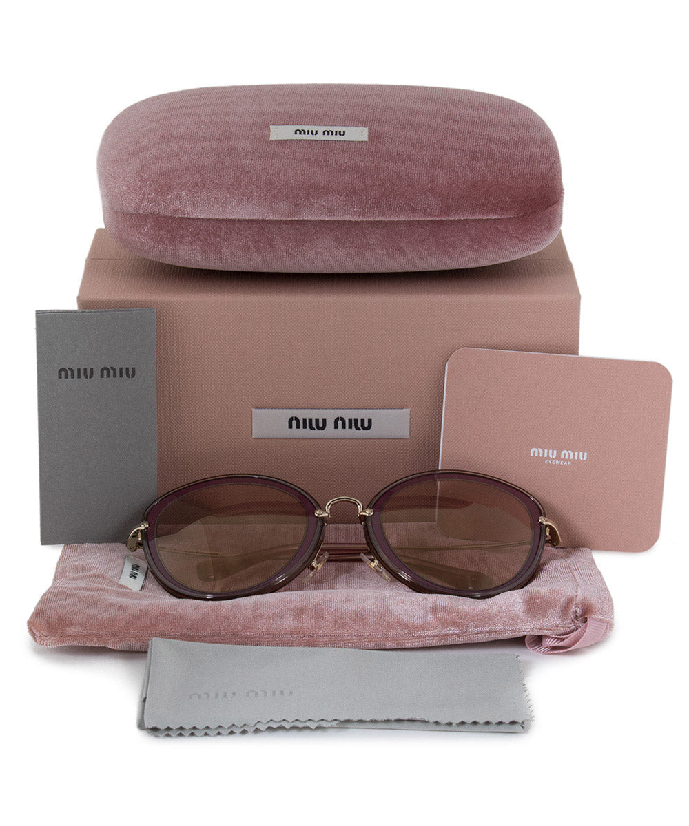 title:Miu Miu Round Sunglasses SMU50RS TKW4M2 54 | Purple Frame | Gold Mirror Lenses;color:not applicable