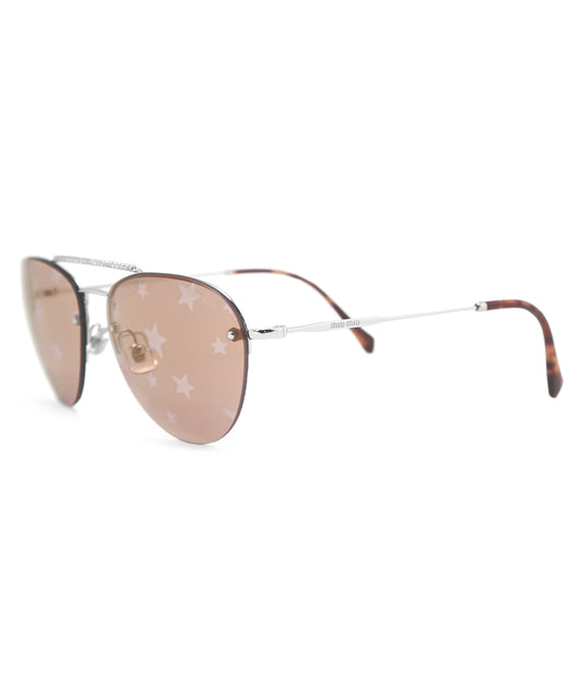 title:Miu Miu Aviator Sunglasses SMU54US 1BC195 59;color:Silver