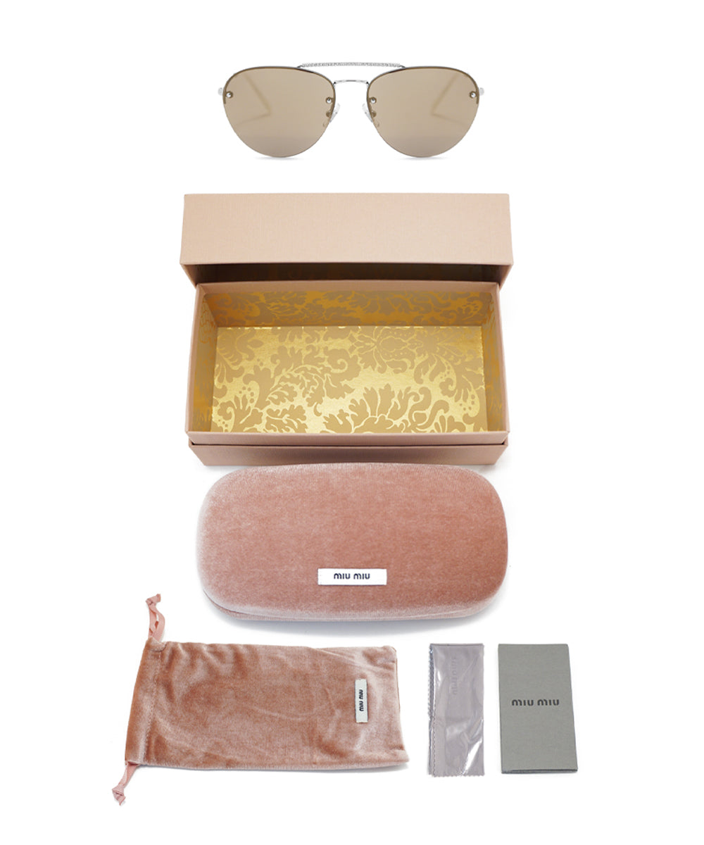 title:Miu Miu Aviator Sunglasses SMU54US 1BC1C0 59;color:Silver