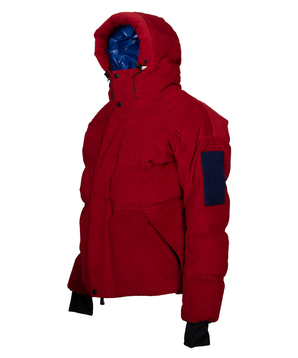 title:Moncler Stuller Hooded Corduroy Puffer Jacket Size 4 in Red;color:not applicable