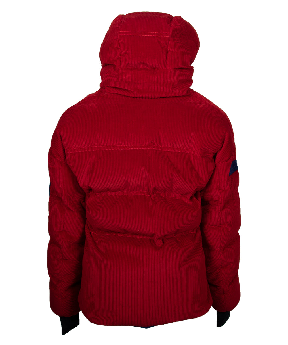 Moncler Stuller Hooded Corduroy Puffer Jacket Size 5 in Red– Ruumur