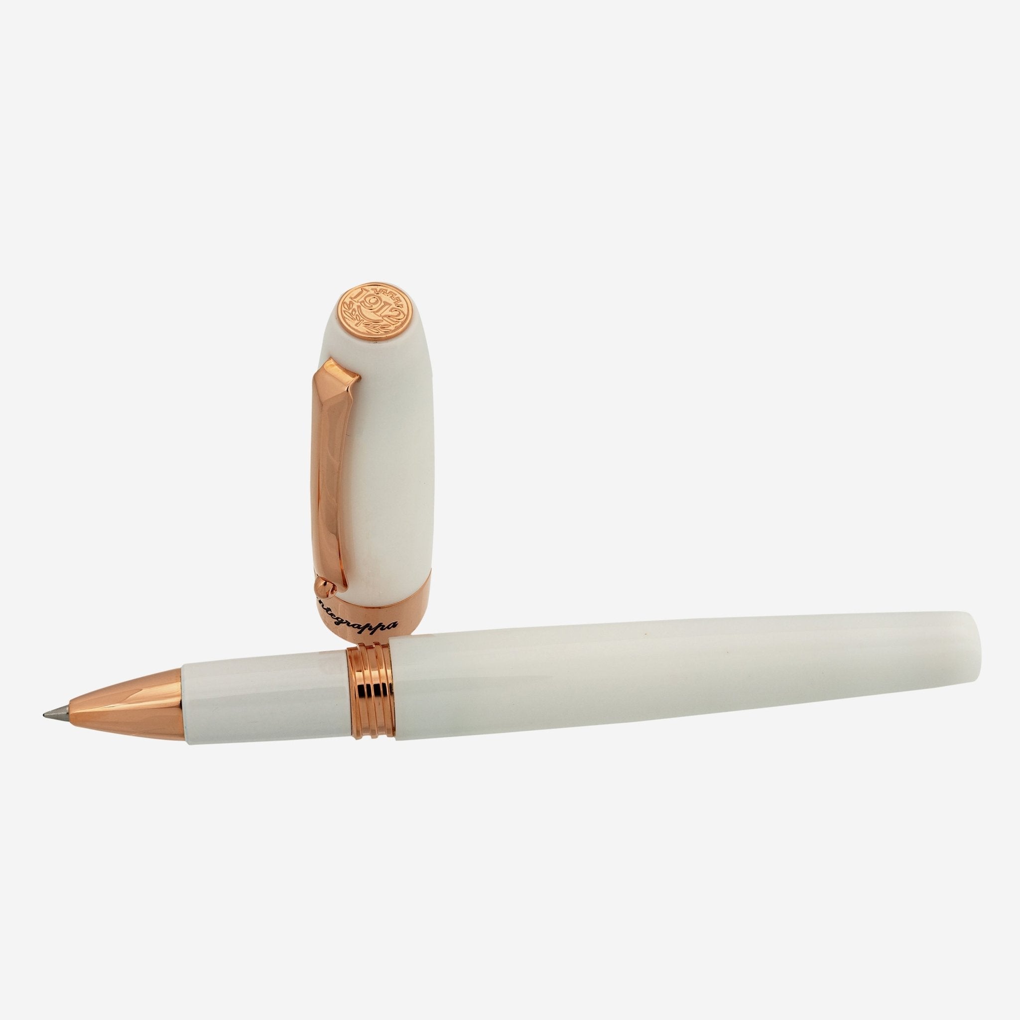 Montegrappa Fortuna White with Rose Trim Rollerball Pen ISFORRRH - THE SOLIST - Montegrappa