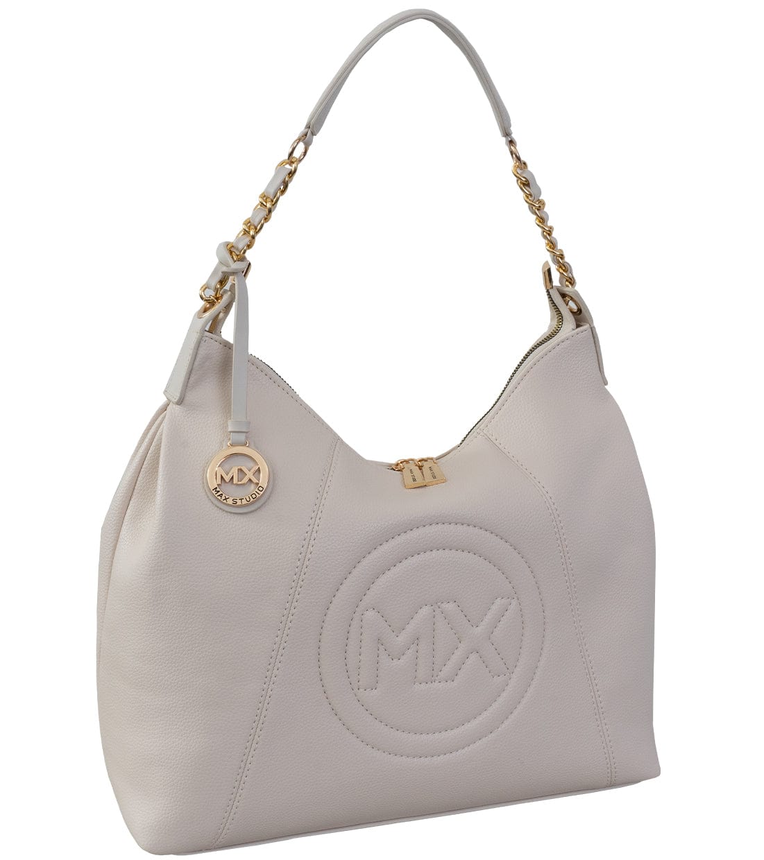 Max Studio Pebble Grain Top Chain Handle Slouchy Hobo Handbag