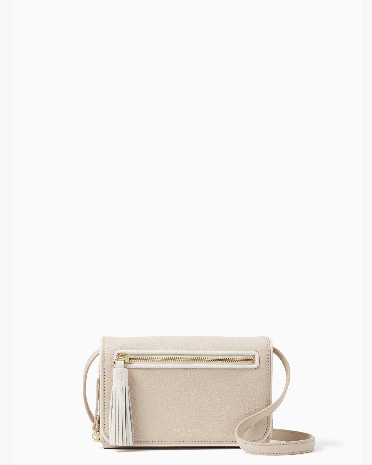 title:Kate Spade Women's  Chester Street Avie Leather Tassel Crossbody;color:Pumice / Cement