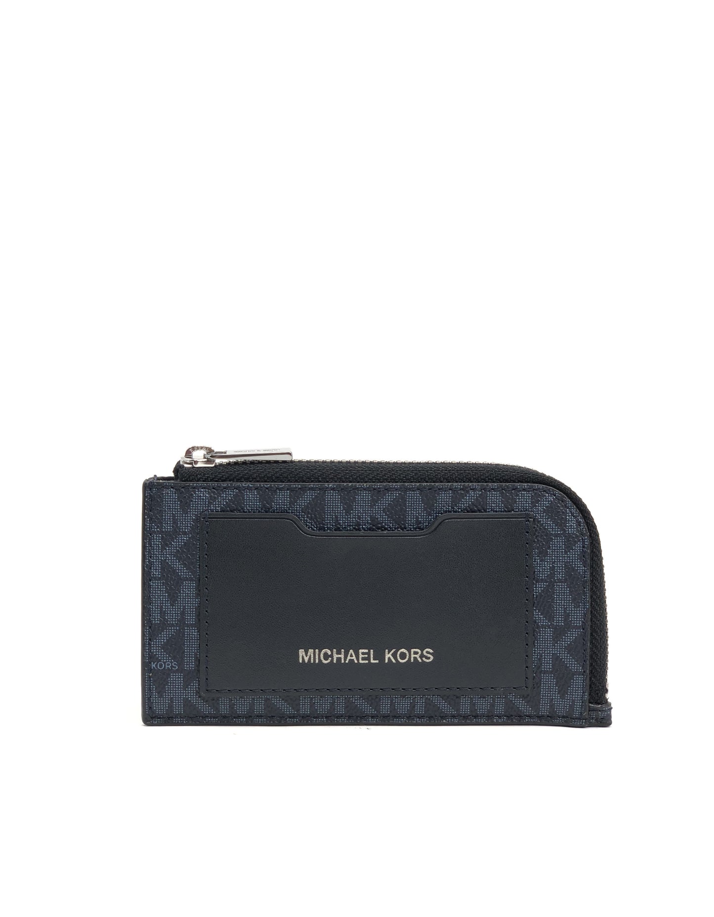 title:Michael Kors Men's Large Zip Mini MK  Logo Wallet;color:Admiral / Pale Blue