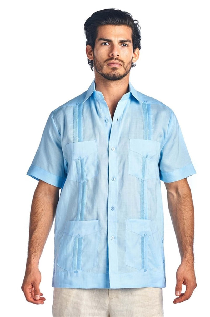 Mojito Collection Men's Traditional Guayabera Shirt Premium 100% Linen Short Sleeve  4 Pocket  Design - Mojito Collection - Guayabera, Mens Shirt, Mojito Guayabera Shirt, Short Sleeve Linen S